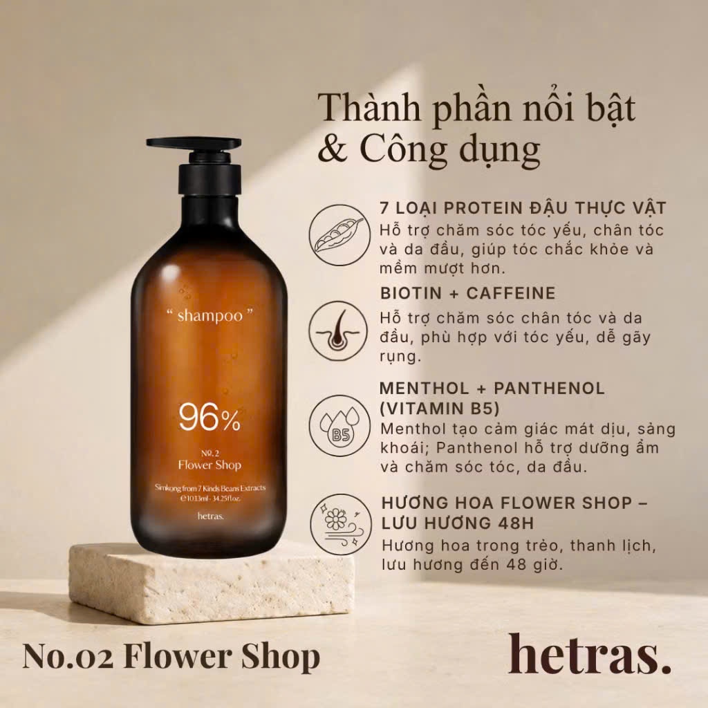 ( Hàn Quốc) Dầu Gội Hetras The Simkong Shampoo Flower Shop 1013ml ( Hương hoa tươi ngọt ngào)