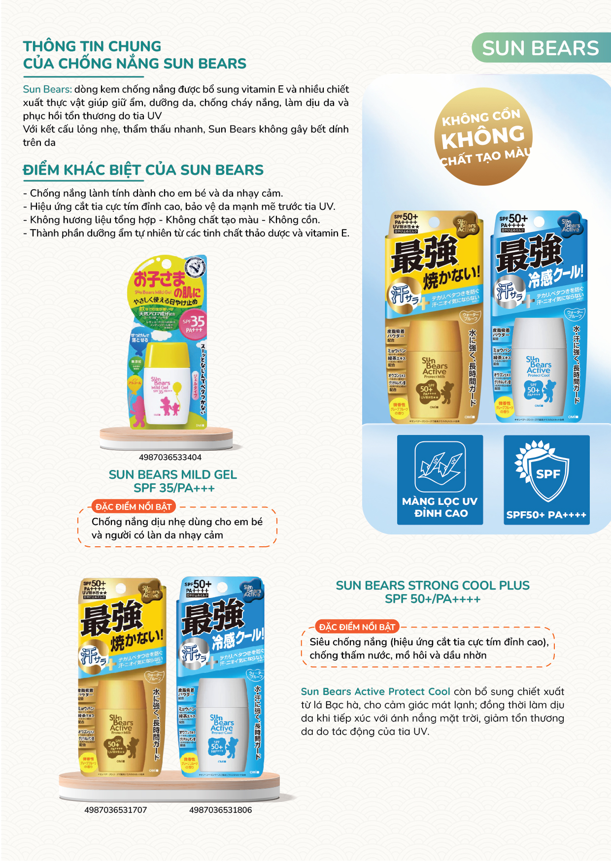 Kem chống nắng gấu Omi Sunbear SPF50-30g (màu bạc - màu xanh) - Hàng Nhật nội địa