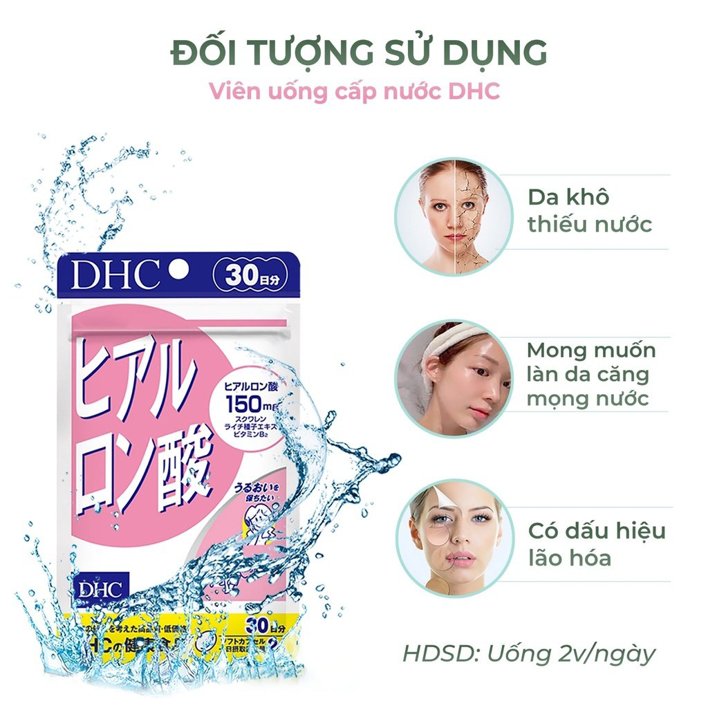 Viên uống hỗ trợ giữ ẩm, cấp nước cho da DHC Hyaluronic Acid 150mg 60 viên ( 30 ngày) - Hàng Nhật chính hãng