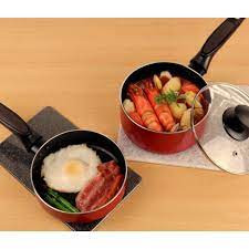 Set 2 nồi chảo 16cm kèm nắp đậy dùng được bếp từ- Hàng Nhật nội địa