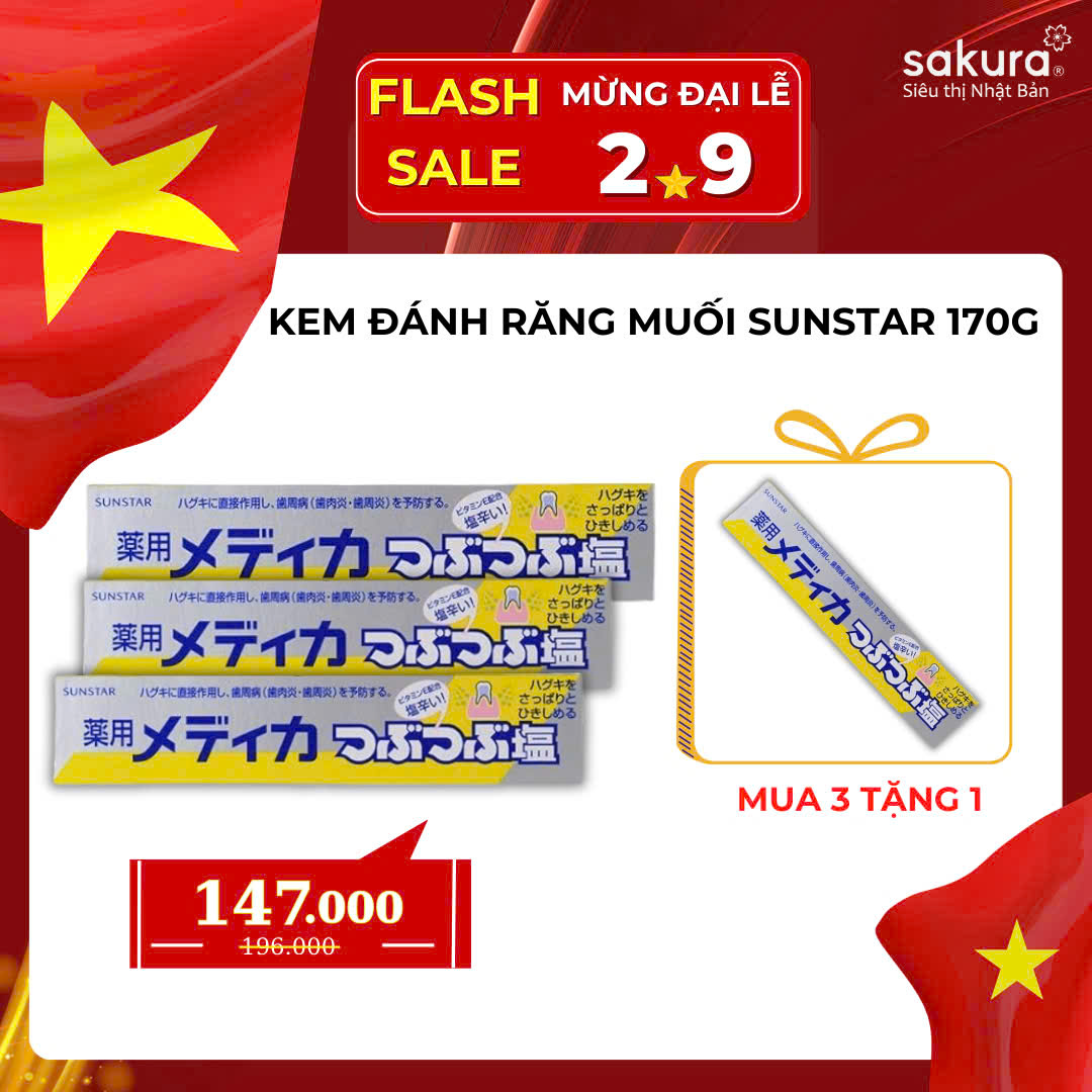 Combo 3 Tuýp Kem Đánh Răng Muối Sunstar Nhật Bản 170g - Hàng Nhật Nội Địa