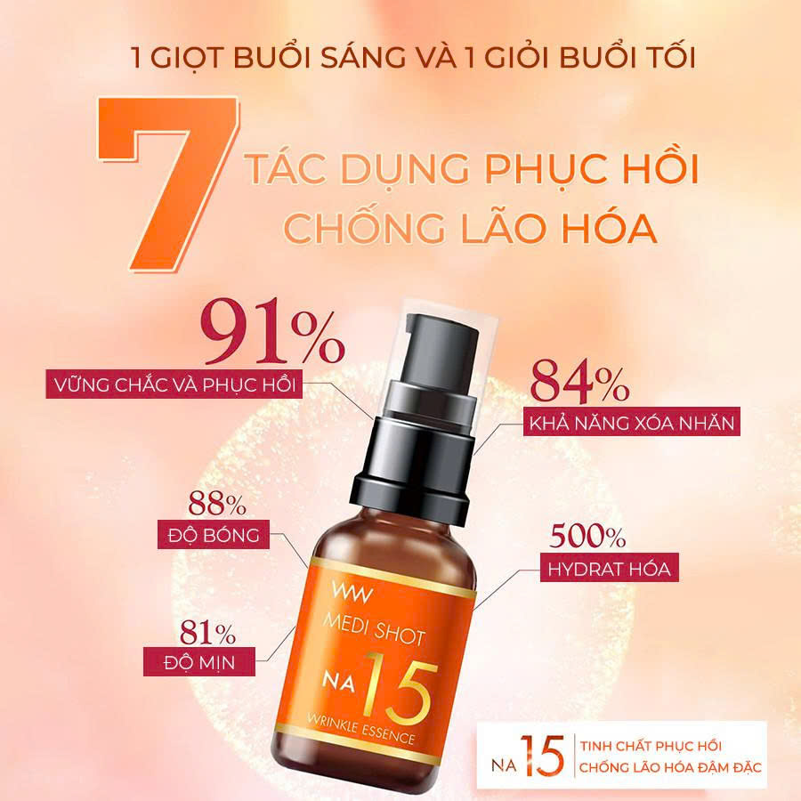 Tinh Chất Niacinamide 15% Giảm Nhăn Chuyên Sâu Meishoku Medi Shot Na15 30ml - Hàng Nhật nội địa