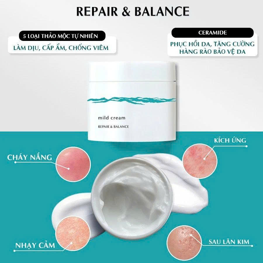 Kem dưỡng dịu nhẹ cho da nhạy cảm Meishoku Repair & Balance 45g - Hàng Nhật Nội Địa