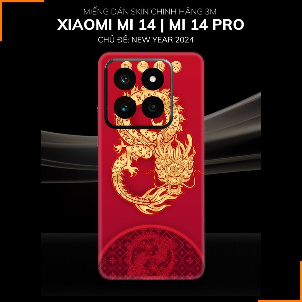 Dán skin điện thoại Xiaomi Mi 14 , Mi 14 Pro full body và camera nhập khẩu chính hãng USA in hình NEW YEAR 2024 - SKD Q33 phụ kiện điện thoại huỳnh tân store