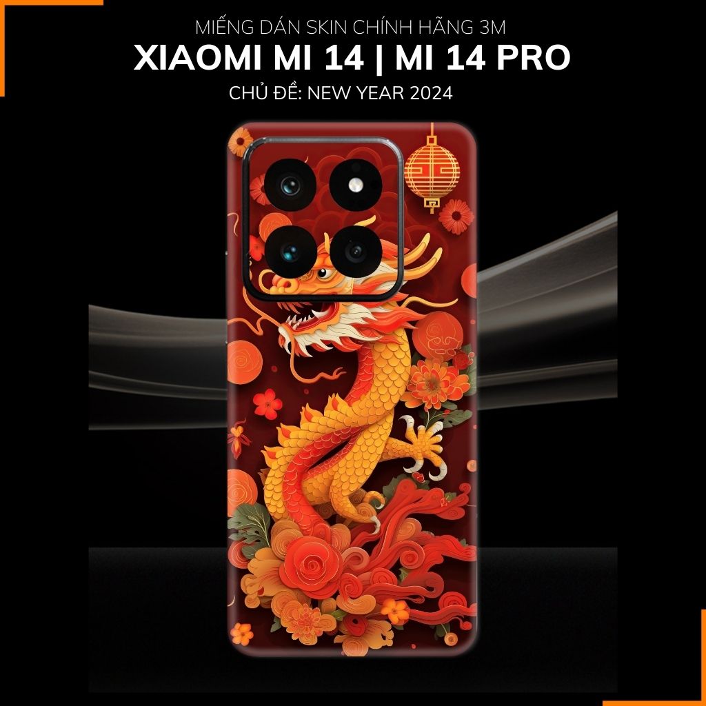 Dán skin điện thoại Xiaomi Mi 14 , Mi 14 Pro full body và camera nhập khẩu chính hãng USA in hình NEW YEAR 2024 - SKD Q15 phụ kiện điện thoại huỳnh tân store