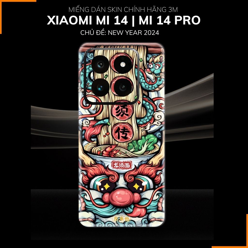 Dán skin điện thoại Xiaomi Mi 14 , Mi 14 Pro full body và camera nhập khẩu chính hãng USA in hình NEW YEAR 2024 - SKD Q38 phụ kiện điện thoại huỳnh tân store