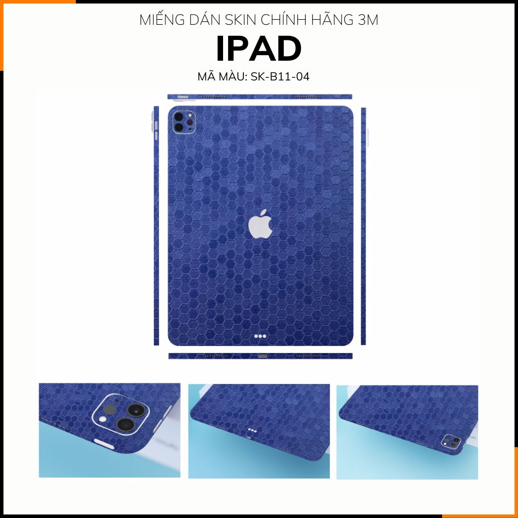 Dán skin ipad , ipad pro, ipad air , ipad mini full body và camera chính hãng 3M - HONEYCOMB BLUE  - SK-B11-04 phụ kiện điện thoại huỳnh tân store