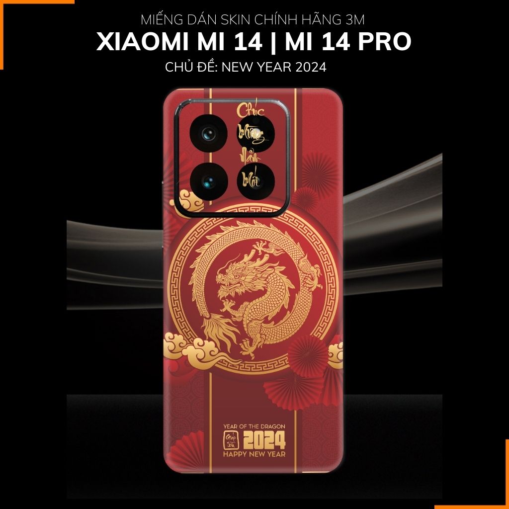 Dán skin điện thoại Xiaomi Mi 14 , Mi 14 Pro full body và camera nhập khẩu chính hãng USA in hình NEW YEAR 2024 - SKD Q35 phụ kiện điện thoại huỳnh tân store