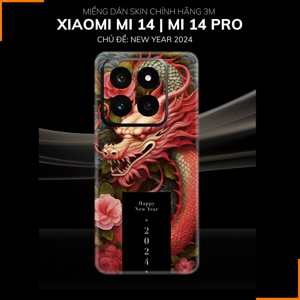 Dán skin điện thoại Xiaomi Mi 14 , Mi 14 Pro full body và camera nhập khẩu chính hãng USA in hình NEW YEAR 2024 - SKD Q23 phụ kiện điện thoại huỳnh tân store