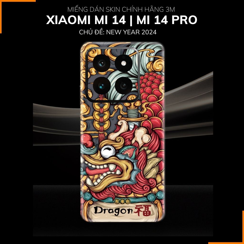 Dán skin điện thoại Xiaomi Mi 14 , Mi 14 Pro full body và camera nhập khẩu chính hãng USA in hình NEW YEAR 2024 - SKD Q40 phụ kiện điện thoại huỳnh tân store