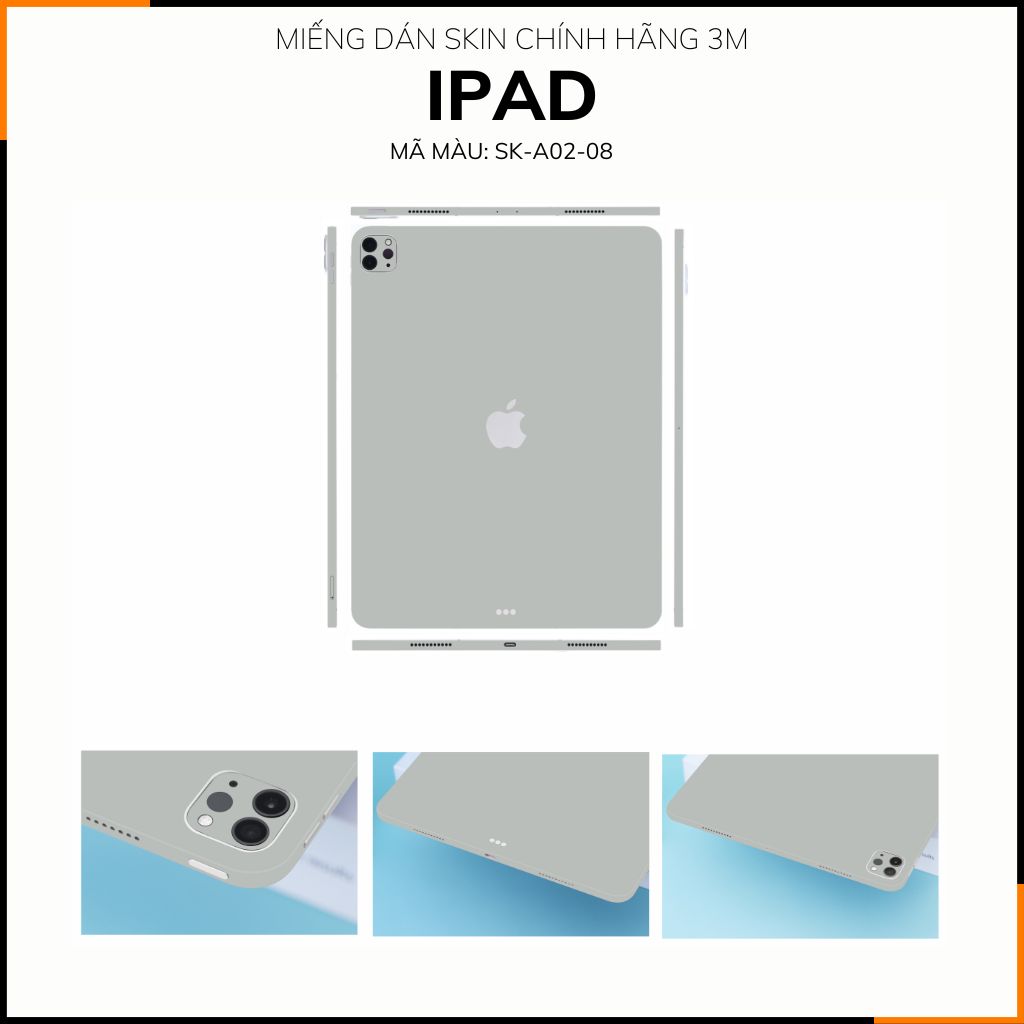 Dán skin ipad , ipad pro, ipad air , ipad mini full body và camera chính hãng 3M - PASTEL BLACK -  SK A02 08 phụ kiện điện thoại huỳnh tân store