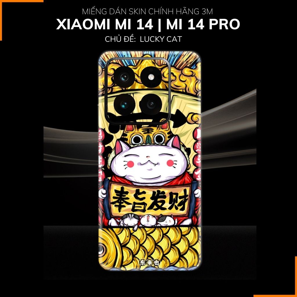 Dán skin điện thoại Xiaomi Mi 14 , Mi 14 Pro full body và camera nhập khẩu chính hãng USA in hình LUCKY CAT - SKD Y07 phụ kiện điện thoại huỳnh tân store