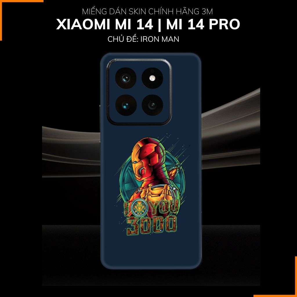 Dán skin điện thoại Xiaomi Mi 14 , Mi 14 Pro full body và camera nhập khẩu chính hãng USA in hình IRON MAN - SKD I08 phụ kiện điện thoại huỳnh tân store