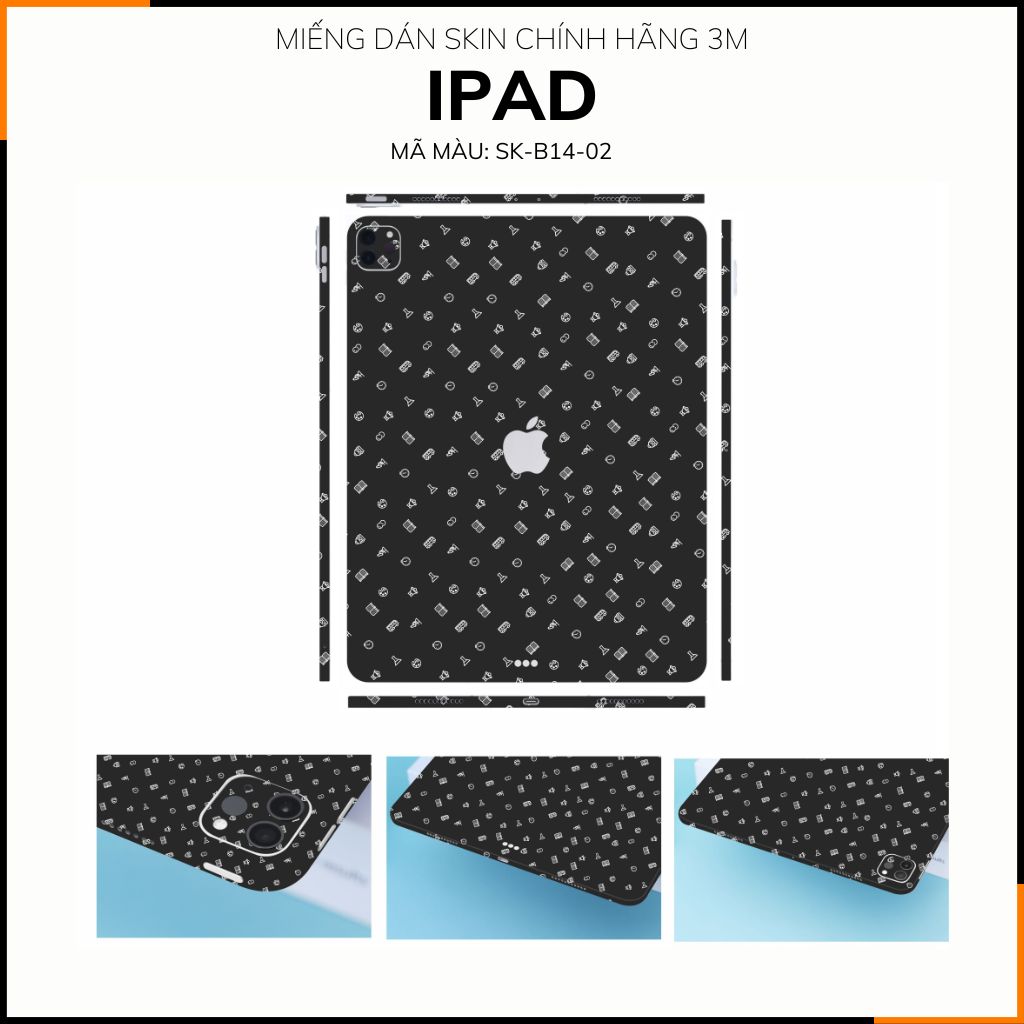 Dán skin ipad , ipad pro, ipad air , ipad mini full body và camera chính hãng 3M - MANY STICKER BLACK -  SK B14 02 phụ kiện điện thoại huỳnh tân store