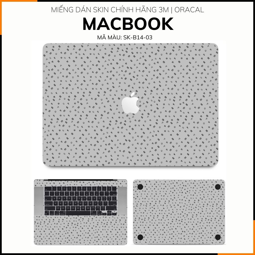 Dán skin macbook pro, macbook air chính hãng 3M nhập khẩu USA - SKIN 3M - MACBOOK - MANY STICKER GREY - SK-B14-03 phụ kiện điện thoại huỳnh tân store
