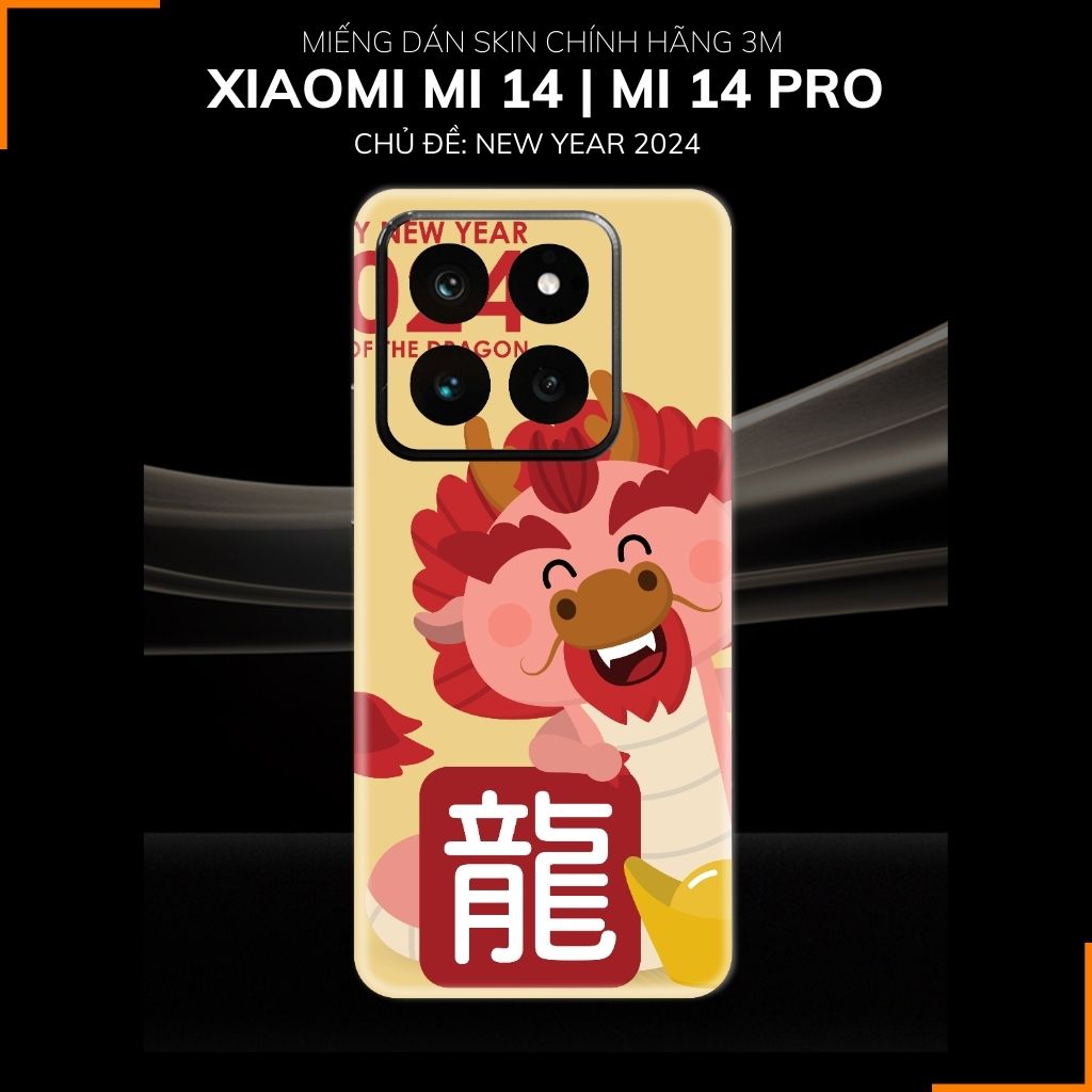 Dán skin điện thoại Xiaomi Mi 14 , Mi 14 Pro full body và camera nhập khẩu chính hãng USA in hình NEW YEAR 2024 - SKD Q25 phụ kiện điện thoại huỳnh tân store