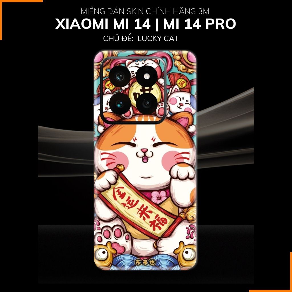 Dán skin điện thoại Xiaomi Mi 14 , Mi 14 Pro full body và camera nhập khẩu chính hãng USA in hình LUCKY CAT - SKD Y15 phụ kiện điện thoại huỳnh tân store