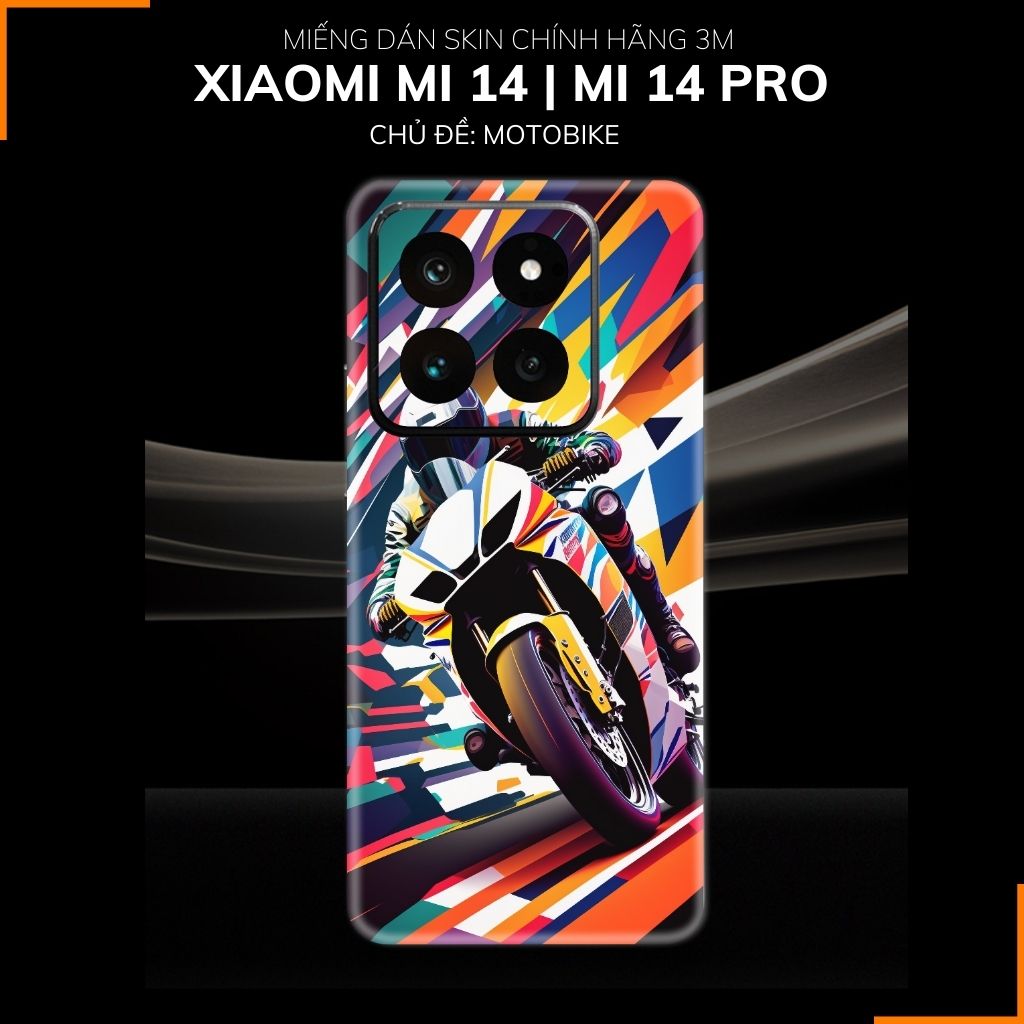 Dán skin điện thoại Xiaomi Mi 14 , Mi 14 Pro full body và camera nhập khẩu chính hãng USA in hình Motobiker - SKD C06 phụ kiện điện thoại huỳnh tân store