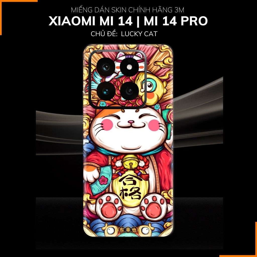 Dán skin điện thoại Xiaomi Mi 14 , Mi 14 Pro full body và camera nhập khẩu chính hãng USA in hình LUCKY CAT - SKD Y06 phụ kiện điện thoại huỳnh tân store