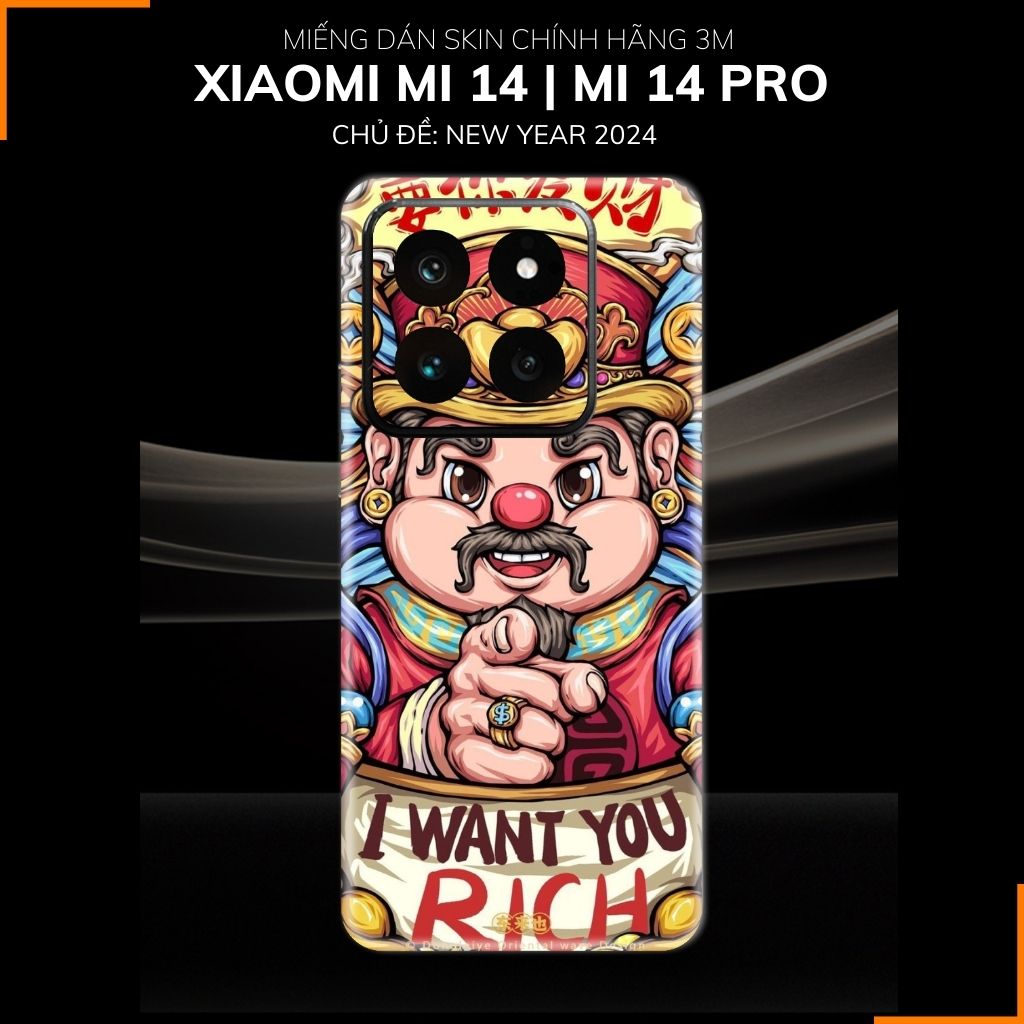 Dán skin điện thoại Xiaomi Mi 14 , Mi 14 Pro full body và camera nhập khẩu chính hãng USA in hình NEW YEAR 2024 - SKD Q52 phụ kiện điện thoại huỳnh tân store