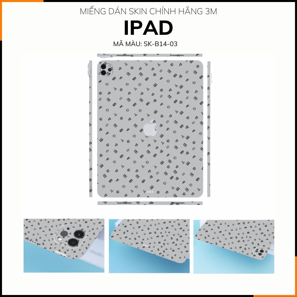 Dán skin ipad , ipad pro, ipad air , ipad mini full body và camera chính hãng 3M - MANY STICKER GREY -  SK B14 03 phụ kiện điện thoại huỳnh tân store