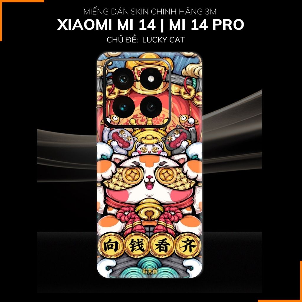 Dán skin điện thoại Xiaomi Mi 14 , Mi 14 Pro full body và camera nhập khẩu chính hãng USA in hình LUCKY CAT - SKD Y04 phụ kiện điện thoại huỳnh tân store