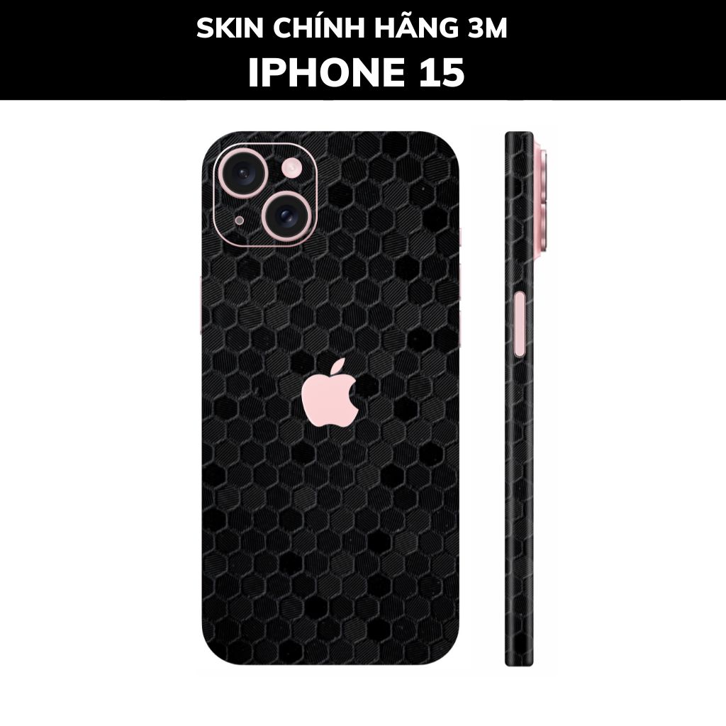 Dán skin điện thoại Iphone 15, Iphone 15 Plus full body và camera nhập khẩu chính hãng USA phụ kiện điện thoại huỳnh tân store - HONEYCOMB BLACK - Warp Skin Collection