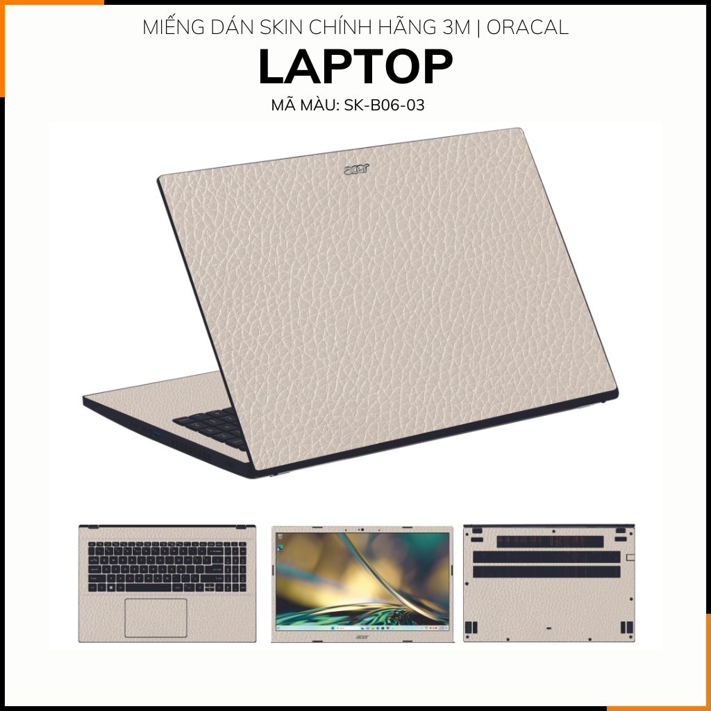 Dán skin laptop asus, dell , acer, hp, msi chính hãng ORAFOL nhập khẩu ĐỨC - SKIN 3M - LAPTOP - LEATHER GREY - SK-B06-03 phụ kiện điện thoại huỳnh tân store