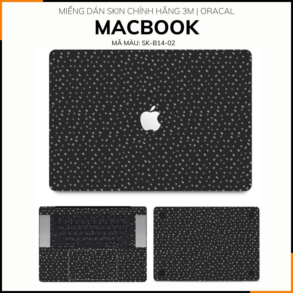 Dán skin macbook pro, macbook air chính hãng 3M nhập khẩu USA - SKIN 3M - MACBOOK - MANY STICKER BLACK - SK-B14-02 phụ kiện điện thoại huỳnh tân store