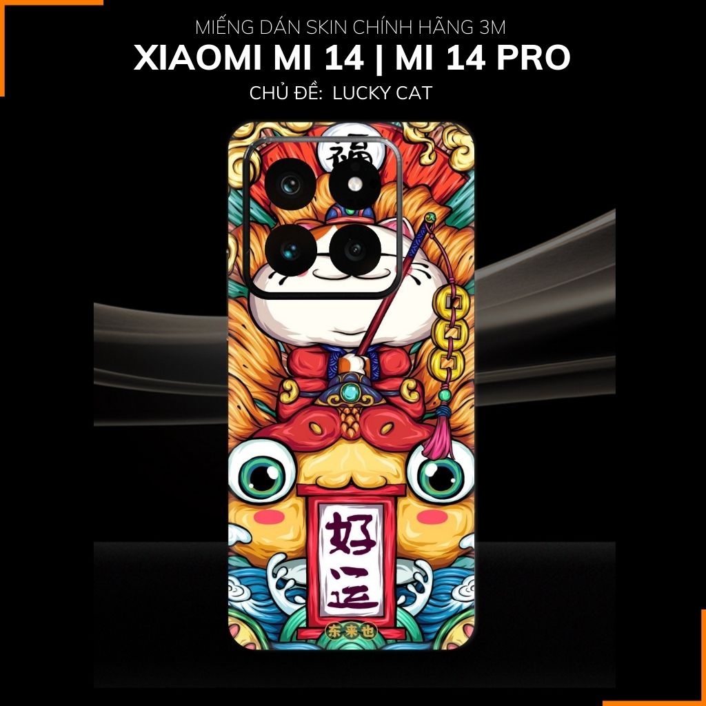 Dán skin điện thoại Xiaomi Mi 14 , Mi 14 Pro full body và camera nhập khẩu chính hãng USA in hình LUCKY CAT - SKD Y13 phụ kiện điện thoại huỳnh tân store