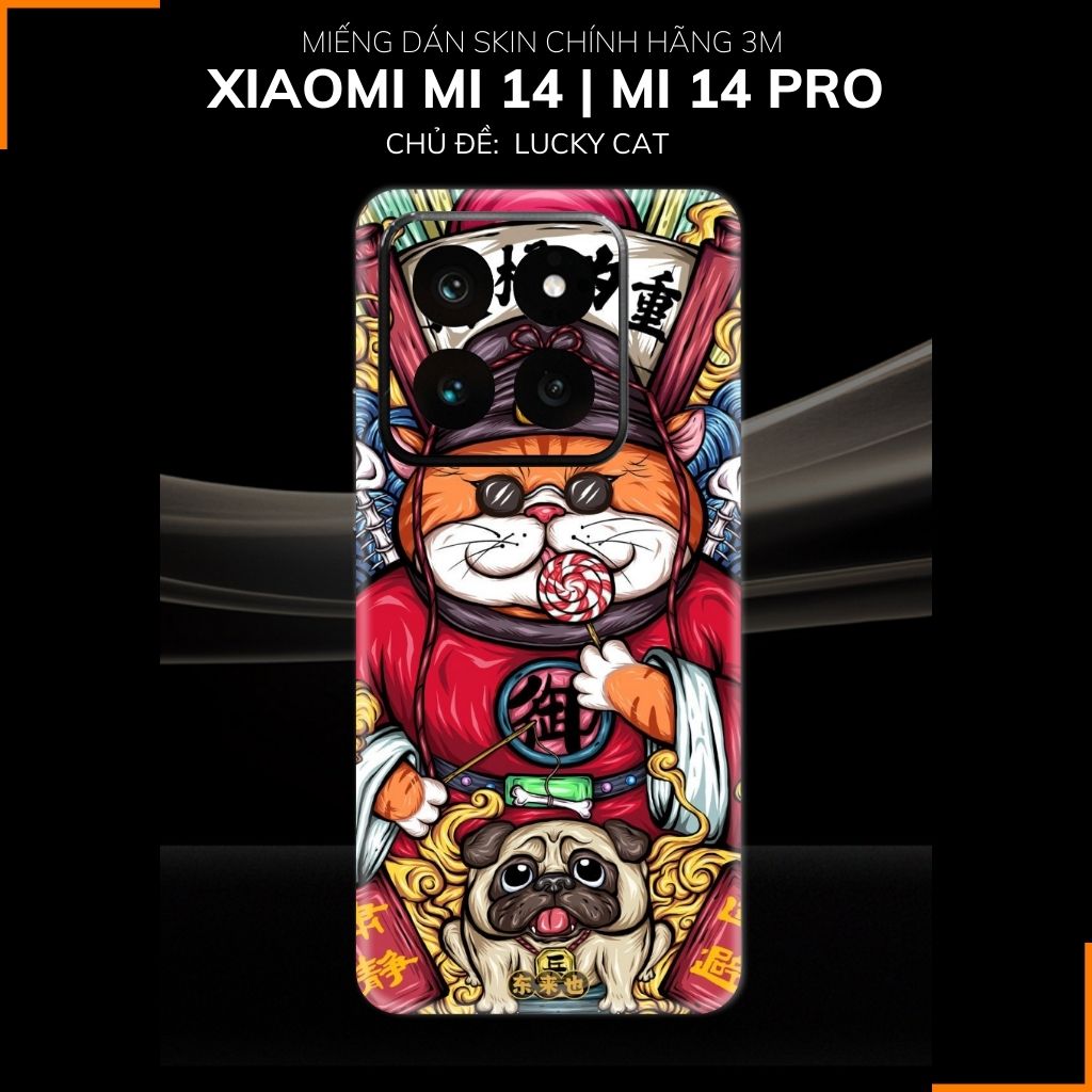 Dán skin điện thoại Xiaomi Mi 14 , Mi 14 Pro full body và camera nhập khẩu chính hãng USA in hình LUCKY CAT - SKD Y12 phụ kiện điện thoại huỳnh tân store