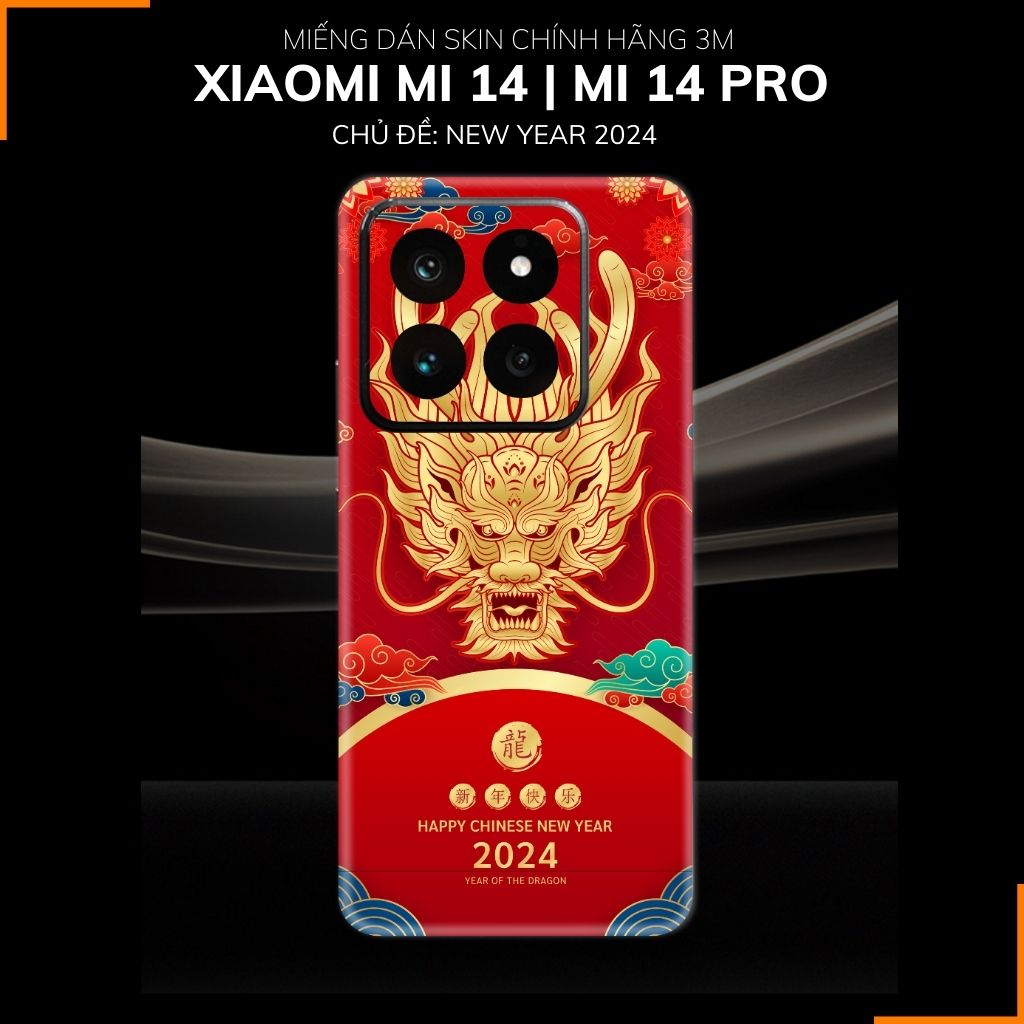 Dán skin điện thoại Xiaomi Mi 14 , Mi 14 Pro full body và camera nhập khẩu chính hãng USA in hình NEW YEAR 2024 - SKD Q34 phụ kiện điện thoại huỳnh tân store