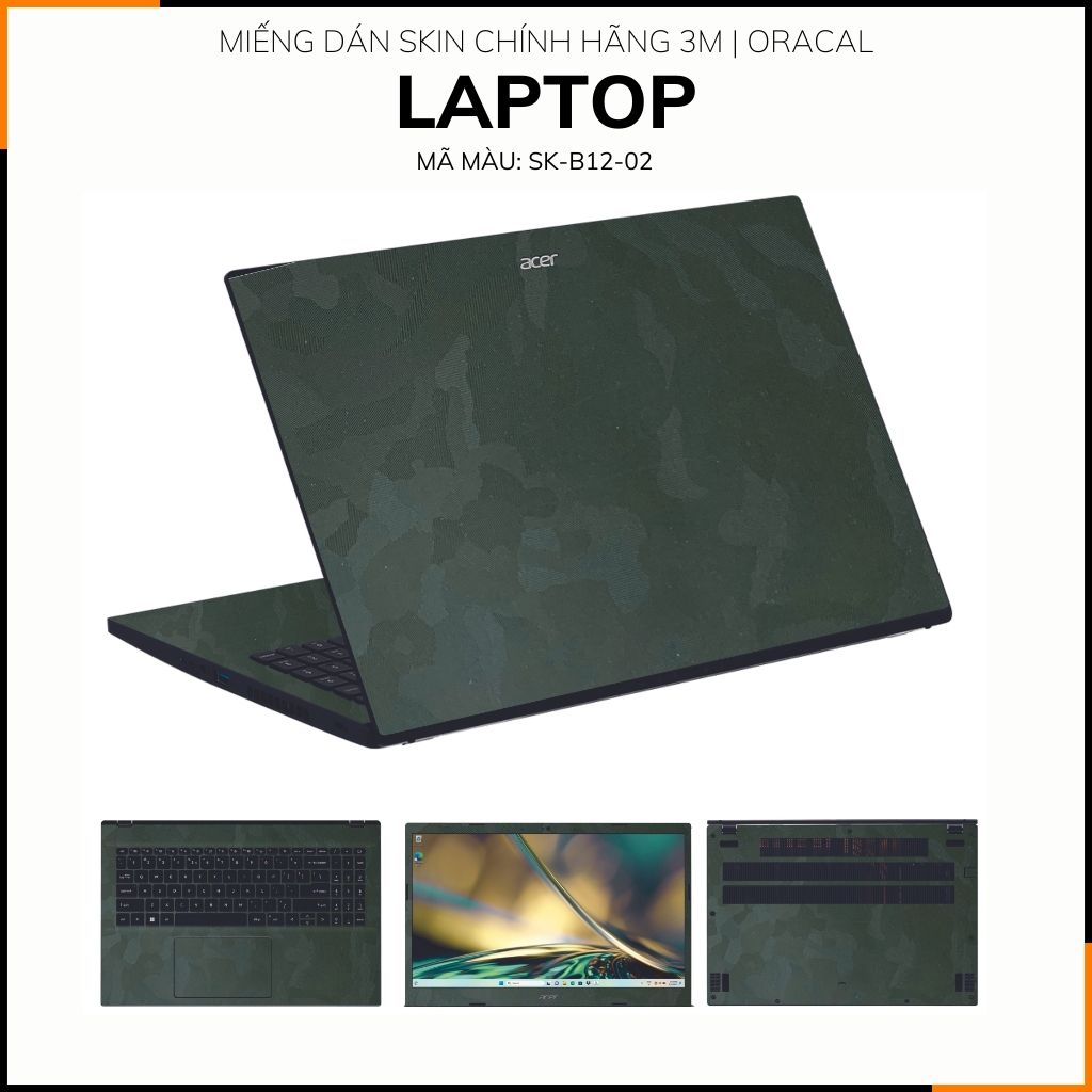 Dán skin laptop asus, dell , acer, hp, msi chính hãng ORAFOL nhập khẩu ĐỨC - SKIN 3M - LAPTOP - CAMO GREEN - SK-B12-02 phụ kiện điện thoại huỳnh tân store