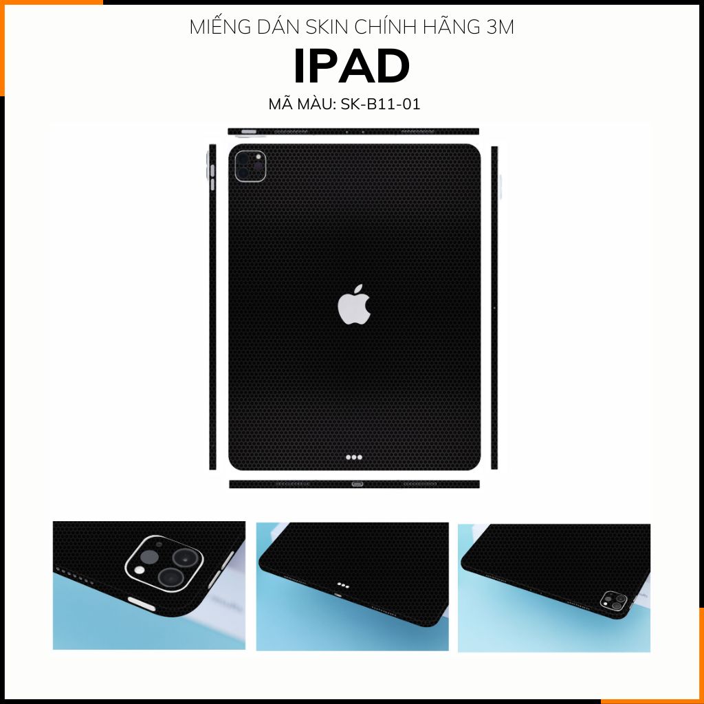 Dán skin ipad , ipad pro, ipad air , ipad mini full body và camera chính hãng 3M - MATRIX BLACK - SK-B11-01 phụ kiện điện thoại huỳnh tân store