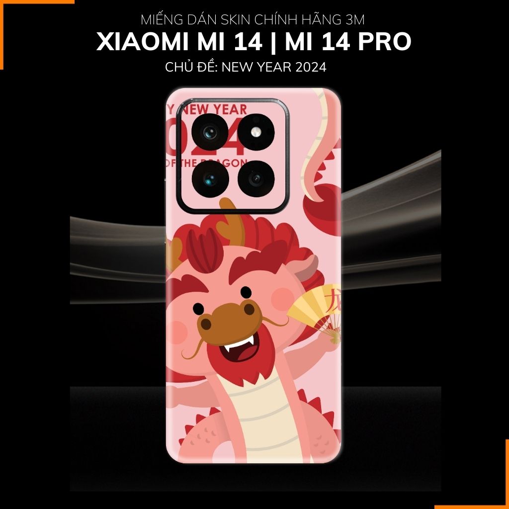 Dán skin điện thoại Xiaomi Mi 14 , Mi 14 Pro full body và camera nhập khẩu chính hãng USA in hình NEW YEAR 2024 - SKD Q27 phụ kiện điện thoại huỳnh tân store