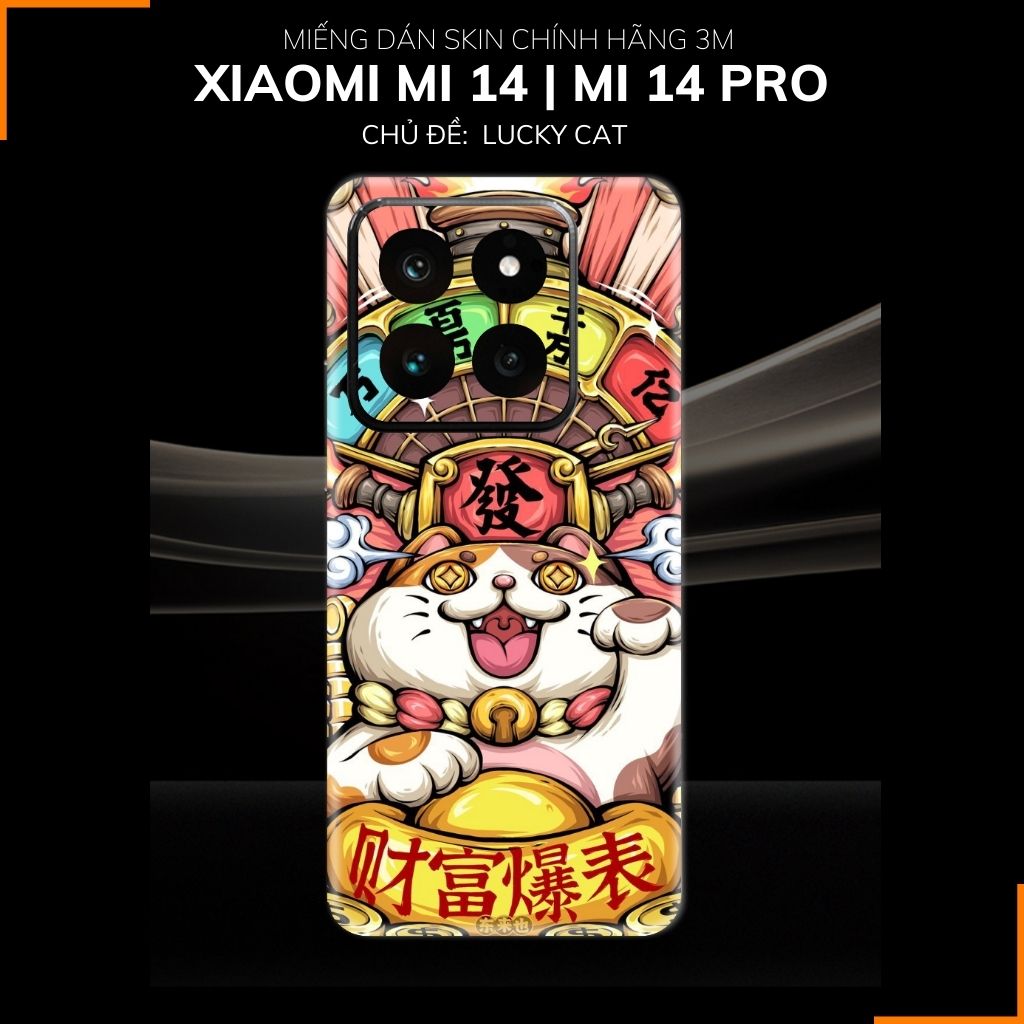 Dán skin điện thoại Xiaomi Mi 14 , Mi 14 Pro full body và camera nhập khẩu chính hãng USA in hình LUCKY CAT - SKD Y03 phụ kiện điện thoại huỳnh tân store