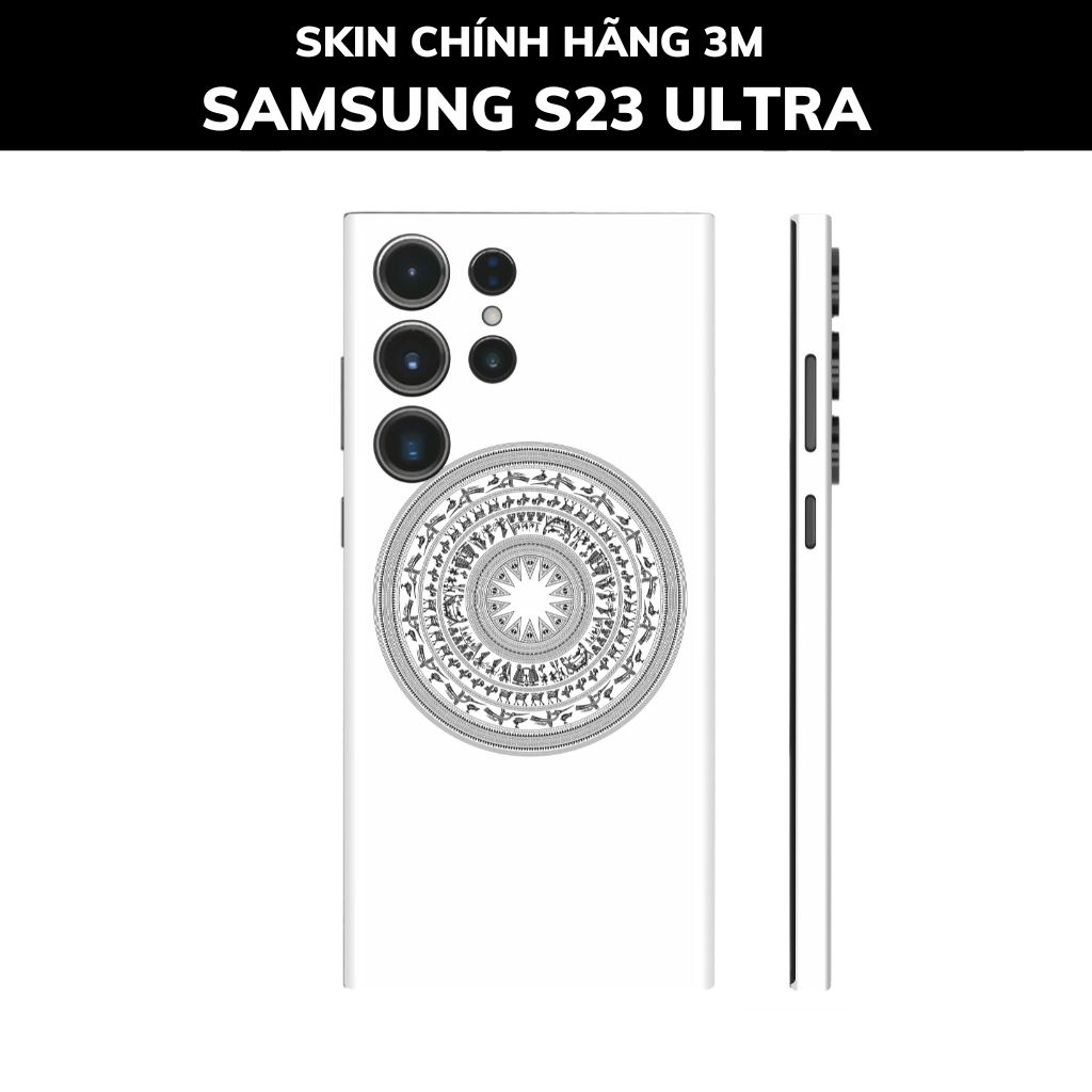 Dán skin điện thoại Samsung S23 Ultra full body và camera nhập khẩu chính hãng USA phụ kiện điện thoại huỳnh tân store - TRỐNG ĐỒNG WHITE - Warp Skin Collection
