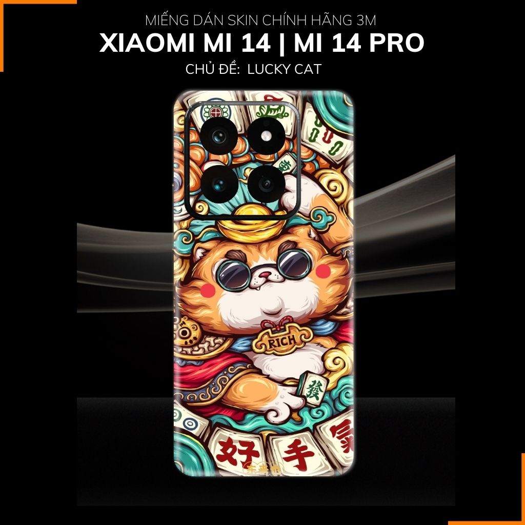 Dán skin điện thoại Xiaomi Mi 14 , Mi 14 Pro full body và camera nhập khẩu chính hãng USA in hình LUCKY CAT - SKD Y05 phụ kiện điện thoại huỳnh tân store