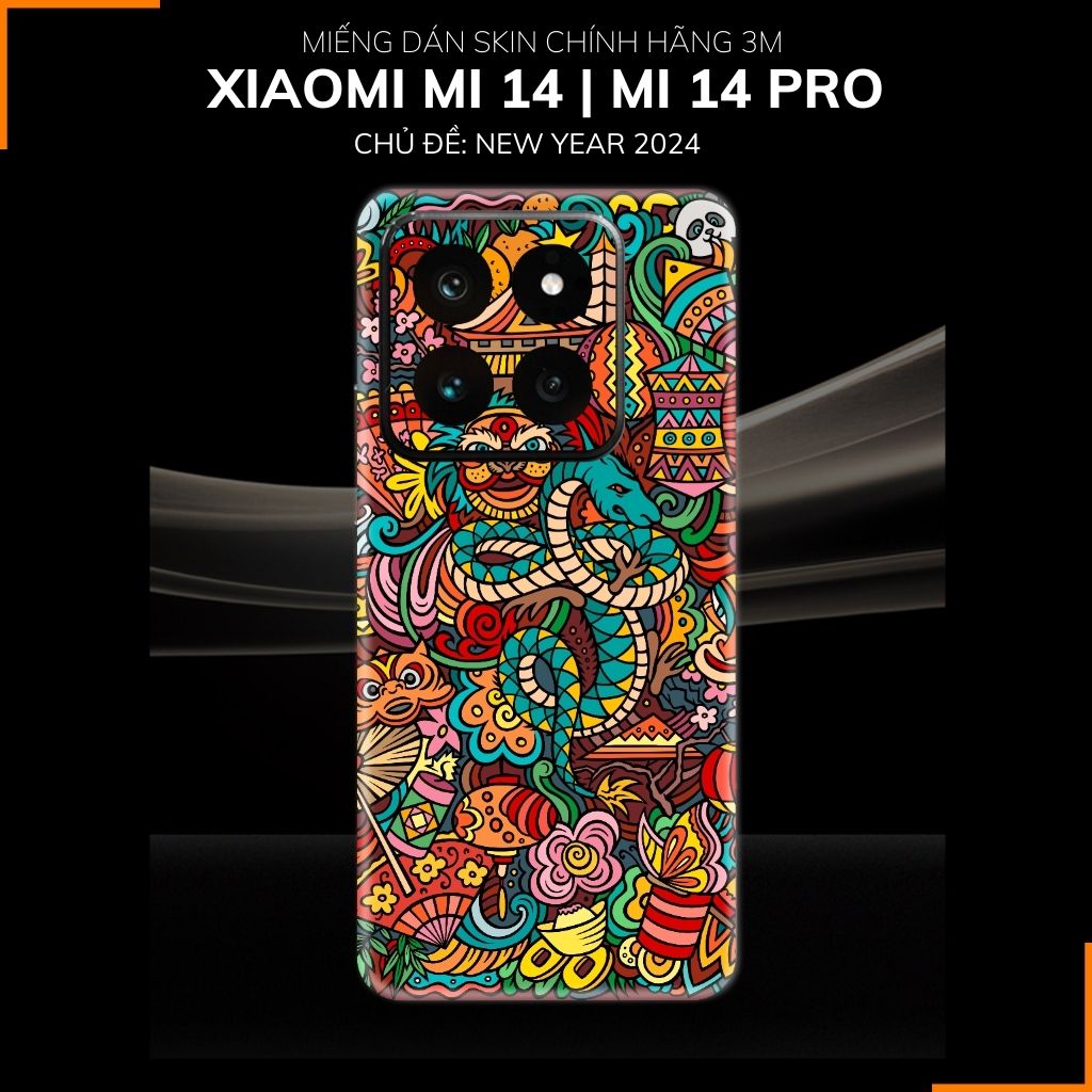 Dán skin điện thoại Xiaomi Mi 14 , Mi 14 Pro full body và camera nhập khẩu chính hãng USA in hình NEW YEAR 2024 - SKD Q37 phụ kiện điện thoại huỳnh tân store