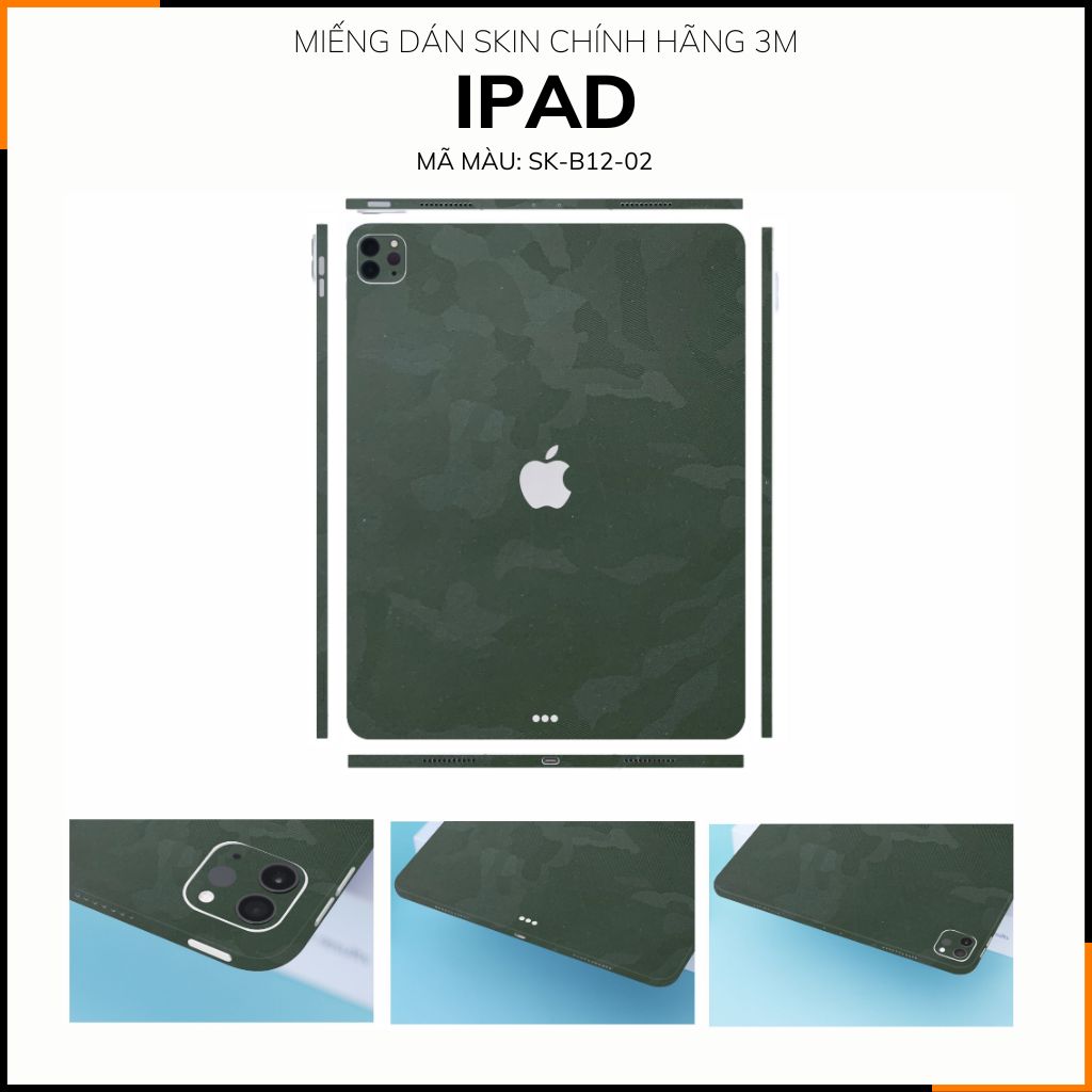 Dán skin ipad , ipad pro, ipad air , ipad mini full body và camera chính hãng 3M - CAMO GREEN  - SK-B12-02 phụ kiện điện thoại huỳnh tân store