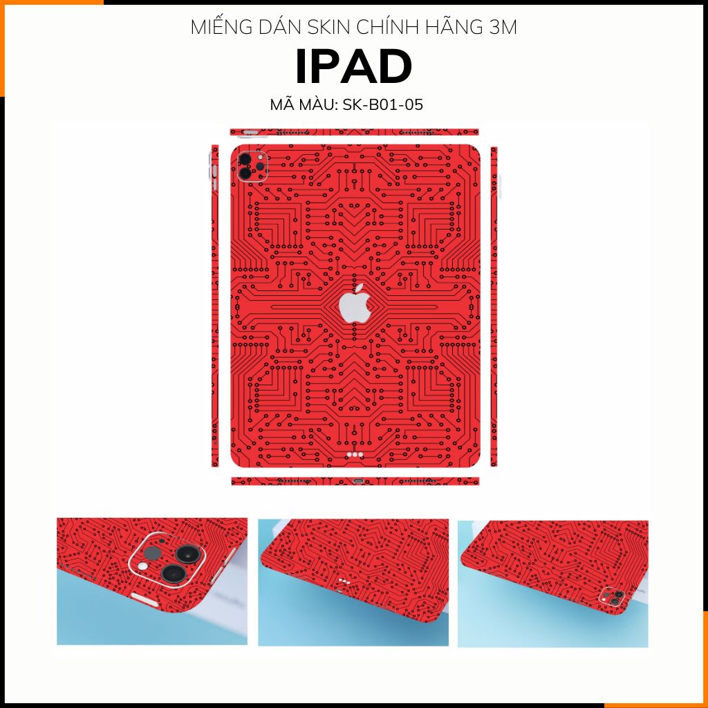 Dán skin ipad , ipad pro, ipad air , ipad mini full body và camera chính hãng 3M - ELECTRIC RED -  SK B01 05 phụ kiện điện thoại huỳnh tân store