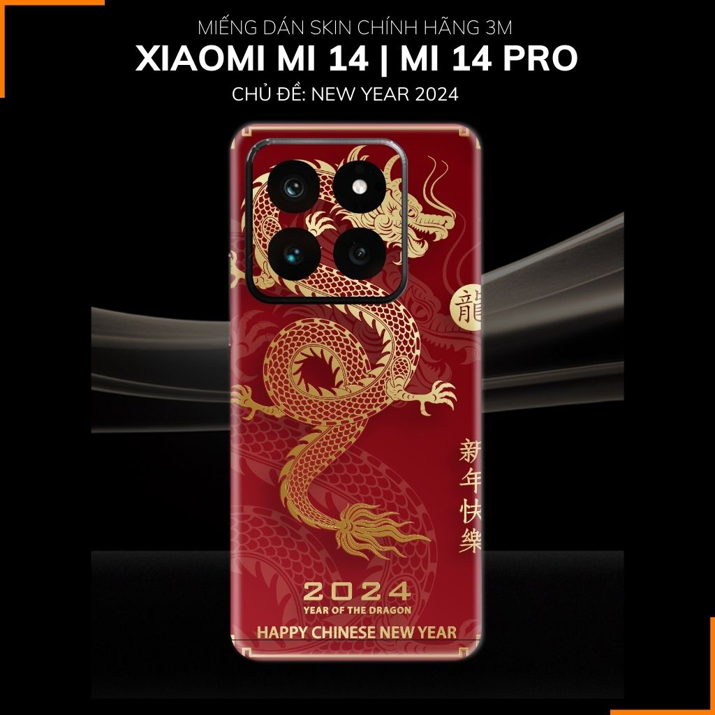 Dán skin điện thoại Xiaomi Mi 14 , Mi 14 Pro full body và camera nhập khẩu chính hãng USA in hình NEW YEAR 2024 - SKD Q32 phụ kiện điện thoại huỳnh tân store