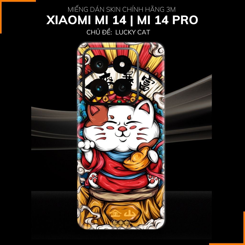 Dán skin điện thoại Xiaomi Mi 14 , Mi 14 Pro full body và camera nhập khẩu chính hãng USA in hình LUCKY CAT - SKD Y08 phụ kiện điện thoại huỳnh tân store