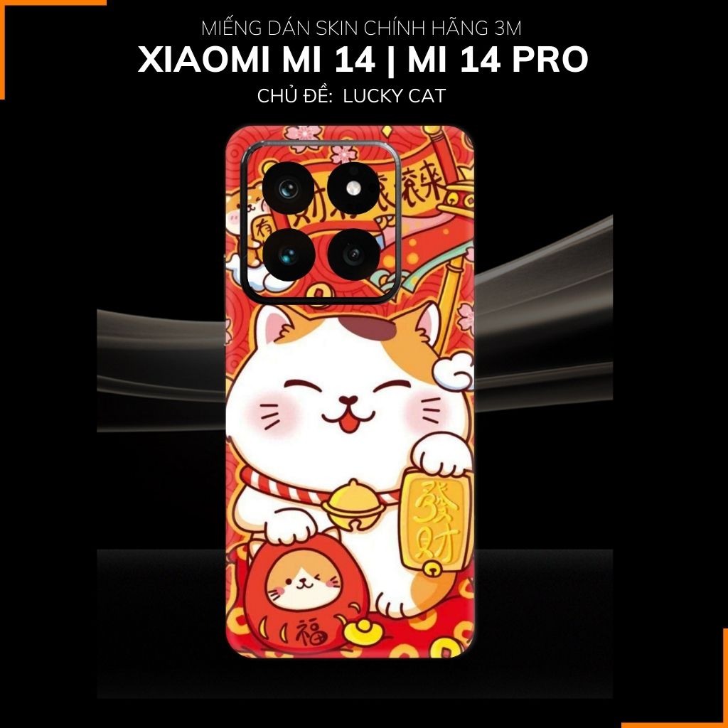 Dán skin điện thoại Xiaomi Mi 14 , Mi 14 Pro full body và camera nhập khẩu chính hãng USA in hình LUCKY CAT - SKD Y02 phụ kiện điện thoại huỳnh tân store