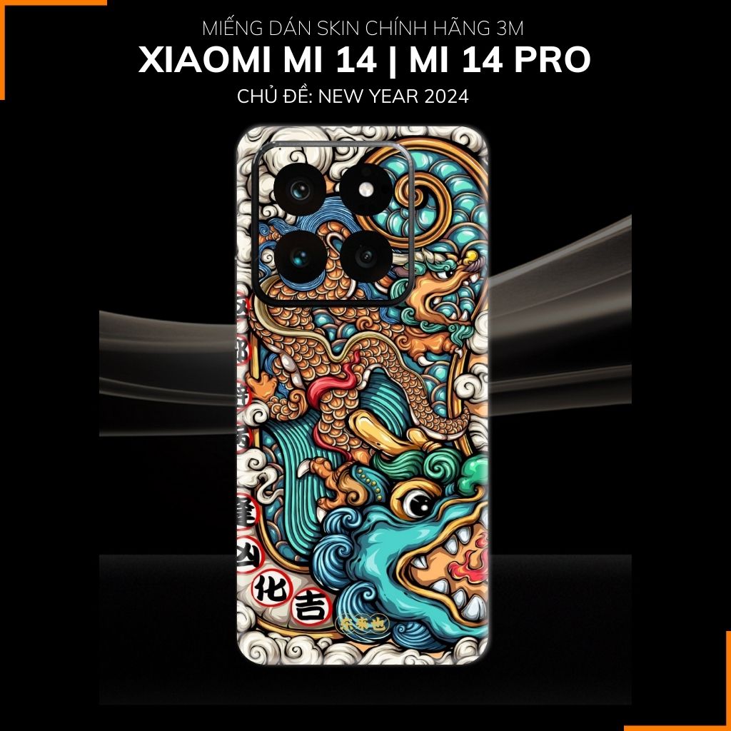 Dán skin điện thoại Xiaomi Mi 14 , Mi 14 Pro full body và camera nhập khẩu chính hãng USA in hình NEW YEAR 2024 - SKD Q41 phụ kiện điện thoại huỳnh tân store