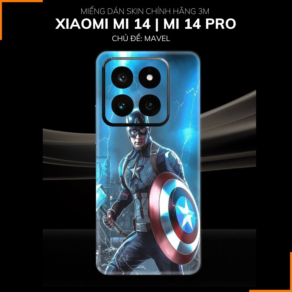 Dán skin điện thoại Xiaomi Mi 14 , Mi 14 Pro full body và camera nhập khẩu chính hãng USA in hình MAVEL - SKD M03 phụ kiện điện thoại huỳnh tân store