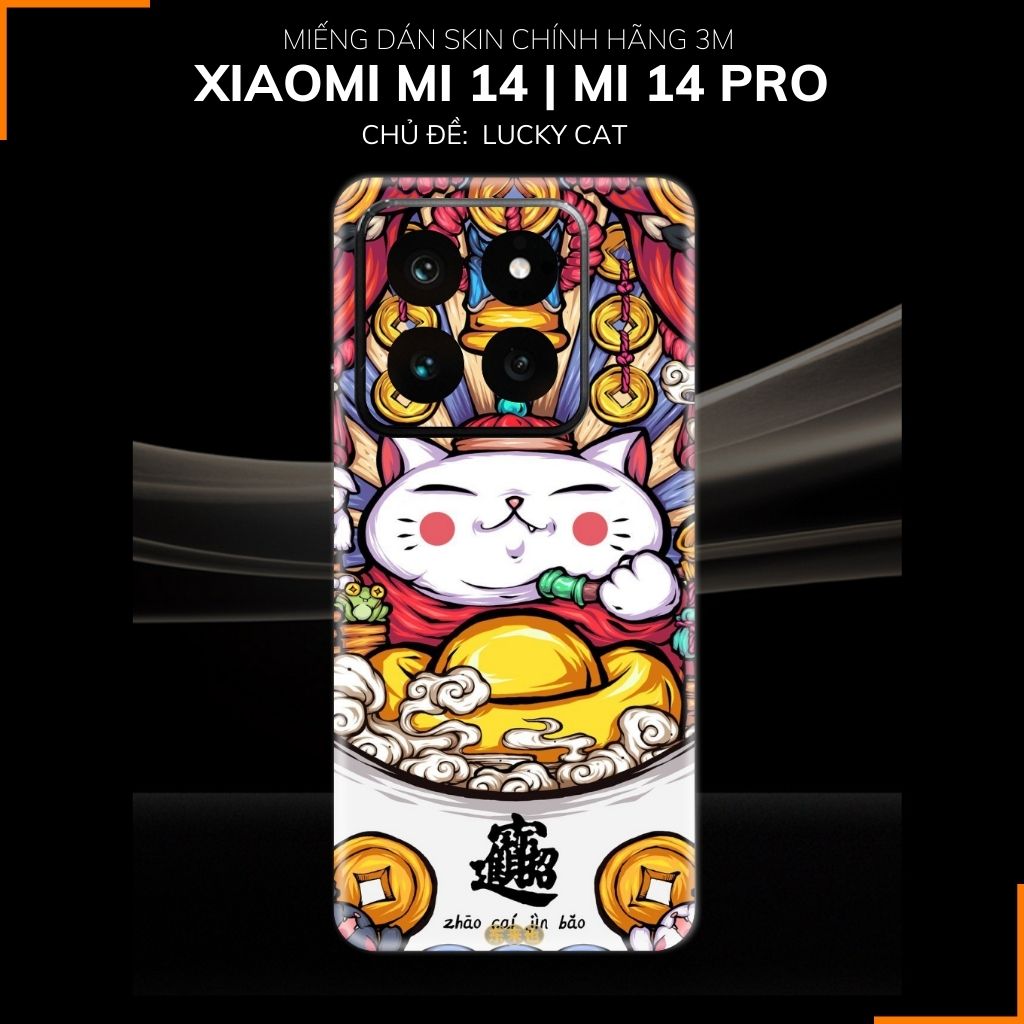 Dán skin điện thoại Xiaomi Mi 14 , Mi 14 Pro full body và camera nhập khẩu chính hãng USA in hình LUCKY CAT - SKD Y10 phụ kiện điện thoại huỳnh tân store
