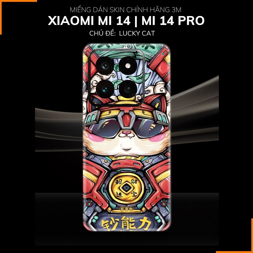 Dán skin điện thoại Xiaomi Mi 14 , Mi 14 Pro full body và camera nhập khẩu chính hãng USA in hình LUCKY CAT - SKD Y14 phụ kiện điện thoại huỳnh tân store