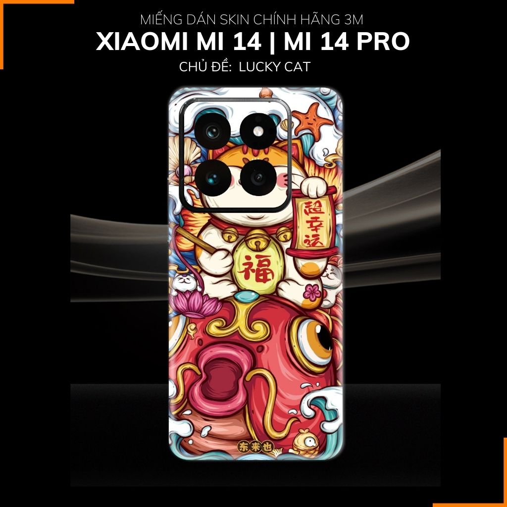 Dán skin điện thoại Xiaomi Mi 14 , Mi 14 Pro full body và camera nhập khẩu chính hãng USA in hình LUCKY CAT - SKD Y09 phụ kiện điện thoại huỳnh tân store
