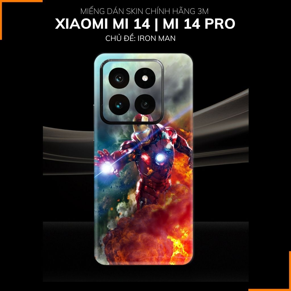 Dán skin điện thoại Xiaomi Mi 14 , Mi 14 Pro full body và camera nhập khẩu chính hãng USA in hình IRON MAN - SKD I02 phụ kiện điện thoại huỳnh tân store